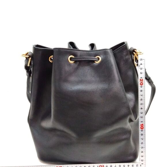 SAINT LAURENT YSL Black Leather 2way Emmanuelle Bucket Bag - Picture 2 of 13